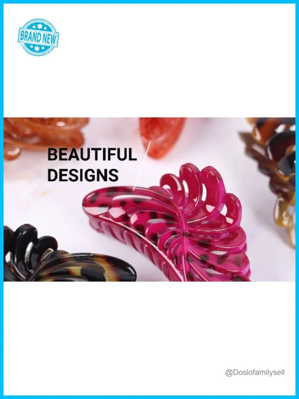 Large 5 Inch Hair Claw Clip with Leaf Design